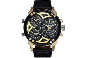 Avaner Montre Homme Montre Bracelet Grand Cadran Multifonctionnel - Afficahge Analogique -Bracelet en Cuir Bracelet Montre