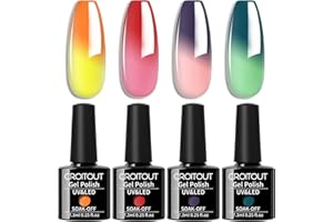 Croitout Gel nail polish set, UV-colour changing gel nail polish set, thermal shellac gel polish kit, multi-coloured removable nail gel, chameleon gel polish set, 4 x 7.3 ml (4WB-004)