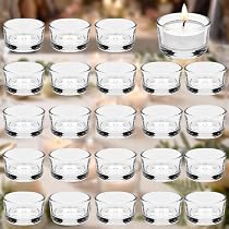 FRTAOOP 24er-Set Handelsübliche Teelichtgläser aus Glas - 4.5cm Dm | Passend für Teelichter 3,8-4,0cm