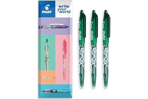 Pilot Frixion FR7 Lot de 3 stylos roller effaçables Heat/Friction Pointe moyenne 0,7 mm Vert