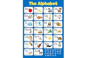 WISDOM LEARNING Learn The Alphabet - Blue Childrens Wall Chart Educational Numeracy Childs Poster Art Print WallChart (Blue)