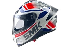 XX DOBLE Casco Integral Marca SMK Typhoon Thorn Talla M Color Blanco y Azul Brillo Homologado con Gafas Solar