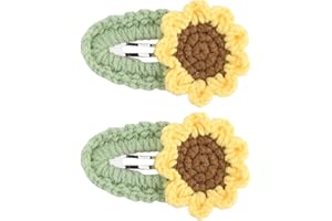 Zuroki 2 Fermagli Capelli Bambina Fatti a Mano, Fermagli per Capelli a Forma di Margherita in Cotone Intrecciato, Filato di Cotone All'uncinetto e Filato Acrilico Di Alta Qualità, Adatti a Studenti