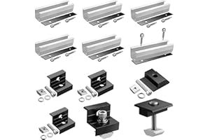GETLITOOL Supports de Montage de Panneaux Solaires en Aluminium - Kit de 6 Rails 120x25mm 4 Pinces 2 Supports Centraux - Compatible 30/35mm - Étanche&Robuste - Pour Camping-car Maison Bateau - Argent
