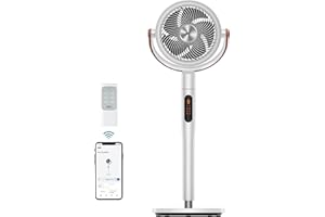 Dreo Smart Ventilador de Pie Silencioso 25dB, 30M de Viento, Turbo Circulador Ventiladores con Mando, 6 Modos, 8 Velocidades, Volumen de Aire 1650m³/h, Oscilación 120°+105°, Temporizador 12H, Alexa