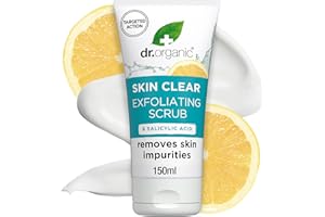 DR. ORGANIC Dr Organic Skin Clear Exfoliating Scrub, Cleansing , For Acne & Clear Skin, Salicylic Acid, Oily, Problem Skin, Natural, Vegan, Cruelty-Free, Paraben & SLS-Free, Recycled & Recyclable, Organic, 150ml