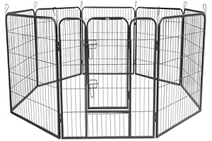 zoomundo Parc Enclos 100cm Haute pour Chiens Métal pour Chiots Animaux Grillage Rongeur Petit avec Porte 8 Panneaux - XL