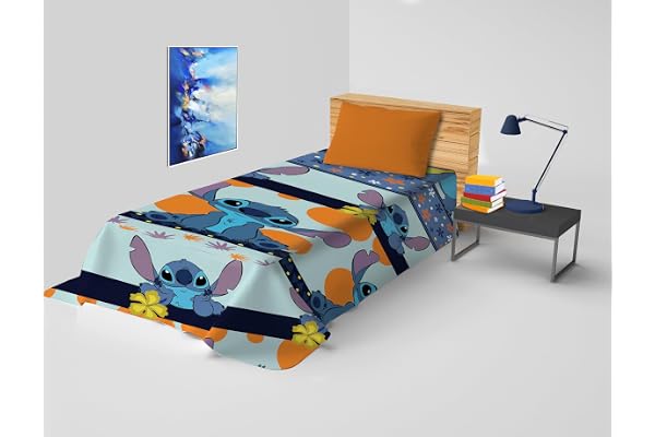 hermet Stitch överkast för Disney enkelsäng, ovadderat våröverkast, barnöverkast, 170 x 270 cm, 100% bomull, Disney