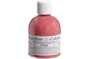 SUGARFLAIR COLOURS Sugarflair Pink Edible Glitter Sugar Sprinkles - for Cake Decorating, Sprinkle on Cakes, Cupcakes Treats, Desserts Ice Cream and Deserts - 100g