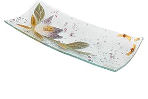 Sospiri Venezia Bandeja de Tocador de Vidrio de Murano con Decoración Floral, Centro de Mesa, Decoración para el Hogar, Idea de Regalo, Hecha a Mano en Italia (30x13 cm, Rectangular)
