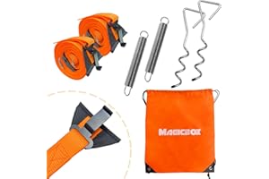 ‎MAGICBOX Magicbox Storm Band Awning Set for Thule & Fiamma, Storm Protection Complete Set with 2 Spiral Nails, 2 Springs, 2 Tie Down Straps + Bag, Weatherproof Motorhome Accessories for Stabilising Awning