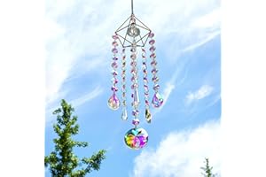 H&D HYALINE & DORA Kristall Sonnenfänger Windspiele,Glas Sonnenfänger Fenster Hängeornament,Leuchter Aurora Regenbogen Anhänger Prismen Garten Heimdekoration