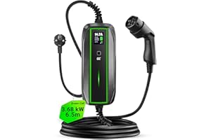 ‎GREEN CELL Green Cell Mobilna Ładowarka EV GC PowerCable do ładowania EV PHEV | Schuko do Type 2 (6.5 m) | 10A/16A | Wyświetlacz LCD | Wallbox EVSE Kompatybilny z Model 3/S/X/Y, ID.3, ID.4, i3, 500e, E-Tron