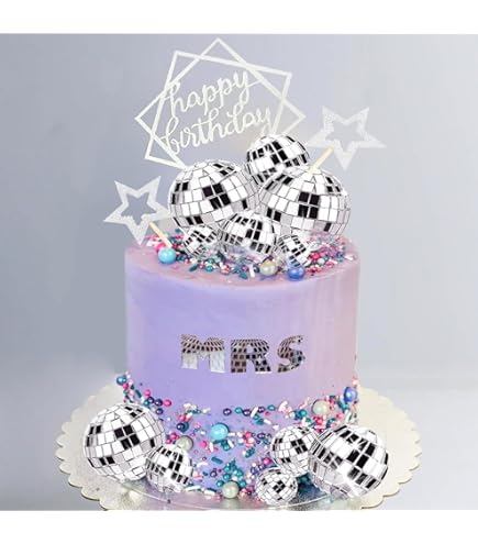 Boule Disco Décoration De Gâteau Violet Ball Décoration,15Pcs