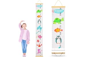 AINIUNIU Misurazione Dell'Altezza del Bambino, Tabella Delle Taglie per Bambini, Metro Misuratore in Legno per Bambini, Rimovibile, Adesivo da Parete fai da te per Cameretta dei Bambini (pesce)
