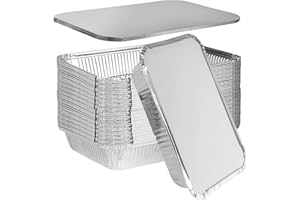 Xinfuquan 20 Grands Barquettes Jetables Aluminium avec Couvercle 2200ml Barquette aluminium avec couvercle pour Congélation,Barbecue,Cuisson au four Barquettes Barbecue Plateaux