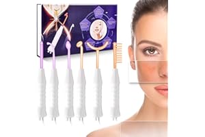 Appareil Haute Fréquence 6 Pcs, TwoWin Baguette Haute Frequence Esthetique De Thérapie avec 3 Violet Argon, 3 Néon Rouge Wands pour Traitement De L'acné Peau De Serrage avec Masque de Gaze 60Pcs