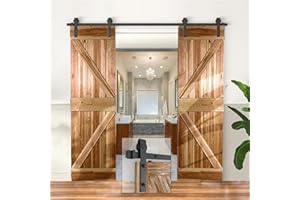 ANMAS POWER Double Barn Door Sliding Kit - 6.6FT/200cm Track Hardware for Double Doors
