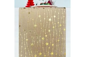 KILLIAN'S STORE Christmas Table Runner 500 x 28cm Gold Xmas Table Decorations Star Glitter Table Cloth Roll Christmas Home Party Decor