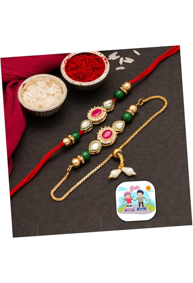 Set Of 4 Rakhi For Brother Thread Bracelet For Bhai Bhabhi Bhaiya Veera