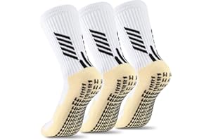 WACCET Chaussette de Sport Antidérapante, 2 Paires Chaussettes de Football Homme Femme Renforcées Respirantes et Anti-Ampoules Chaussettes de Randonnée Chaussettes pour Adulte, Enfants