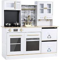 Cuisine En Bois Pour Enfants Avec Machine à Glaces, Lumières, Sons – Set De Jeu 92 Cm, Rose, Cadeau Fille 3 Ans Et Plus