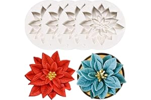 pekifaves 4 Stück Weihnachts Stechpalmenblatt Silikonformen, Weihnachts Blume Blätter Kerzenform, Kerzen Gießformen, 3D Schokolade Silikonform, für Torten Fondant Weihnachten Kekse Backen Seife
