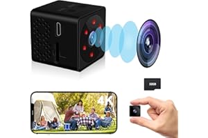 Bextgoo Camera Espion, Options Wi-FI ou sans Wi-FI, 4K Mini Camera sans Internet avec Carte TF 32 Go, Angle Large de 150°, Vision Nocturne, Détection de Mouvement, Notification Instantanée (Noir)