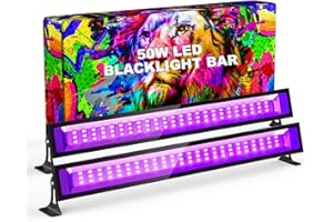 AUROHOPE 2x50W LED Lumiere Noire, Lampe UV 385nm Avec Interrupteur & Support Réglable à 180°, IP66 Étanche, Lumière UV Projecteur pour Halloween, Soiree Fluo, et Affiches Neon