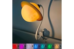ERGOJOJO Saturn Clip On Lamp Nightlight for Kids Room - Dimmable Clip On LED Light with Detachable Head - Newborn Night Light for Boys & Girls - Breastfeeding Night Light with 7 Colors & 6 Brightness Levels