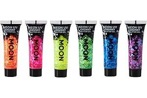 Moon Glow - Neon UV Face & Body Chunky Glitter Gel - 12ml (Set of 6)