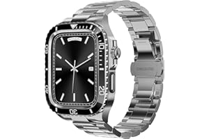 JHTSOLE Metal Watch Band Case Screen Protector do Apple Watch Series 8 7 45mm Series 6 SE2 SE Series 5 4 44mm Luxury Fashion Watch Strap Smartwatch Bransoletka Anti Scratch