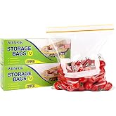 Ziplock Freezer Bags Plastic Resealable Liquid Reusable Sandwich Snack Bag - 9.8 x 8.7 Inch 100 Count