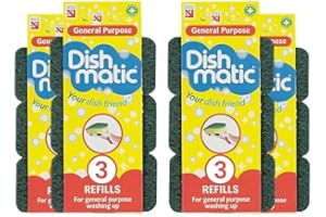 CONCEPT4U Heavy Duty Green Refill Sponges Cleaning Scourer General-Purpose Washing-Up Sponge Refill Heads with Antibacterial Abrasive for Kitchen and Bathroom 4 Pack (12 Sponge).