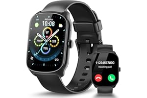 STECEi Smart Watch for Men Women Bluetooth Calls, 1.95" HD Curved Screen Smartwatch with Heart Rate/Sleep Monitor, 110+ Sport Modes, IP68 Waterproof Fitness Watch for Android iOS, Carbon Black