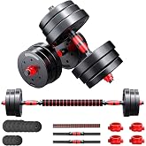 Creacloud Adjustable Dumbbells 20kg/30kg, 2 in 1 Dumbbell and Dumbbell Set with Connecting Bar, Adjustable Dumbbells Set with