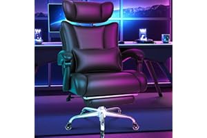 BASETBL Black Gaming Chair Big Tall Heavy Duty 440lbs 200kg Office Chair, Extra Wide PU Leather Ergonomic Executive Computer Desk Chair with Adjustable Headrest Footrest Lumbar Support Rubber Casters