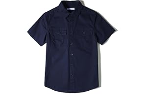 Tronjori Jungen Kurzarmhemd Kurzärmliges Hemd Einfarbig Freizeithemden Baumwolle Mit Zwei Taschen für 5-14Jahre Kinder