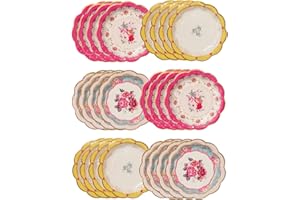 Talking Tables Assiettes Jetables Florales Vintage - Lot de 24 Assiettes Jetables Anniversaire Truly Scrumptious, Garden Party, Baby Shower, Mariage, (17 cm), Assiettes Carton Roses