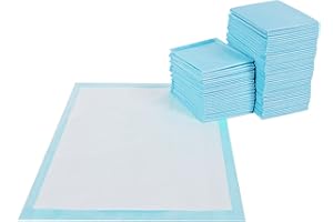 FEANDREA 100 Almohadillas para Perros, 90 x 60 cm, Superficie de Secado Rápido, Transpirables, 5 Capas a Prueba de Fugas, Azul y Blanco PTD90B