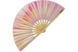 SoJourner Bags Holografischer Rave-Fan,Pride Fan und Festival Fan,Großer Faltfächer für Festivals, Burlesque, Drag Queen, Regenbogen & Pride Outfits für Frauen & Rave Accessoires,Clack Fan Hand Fan