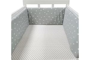 GYCF Parachoques de Cuna para Bebés Transpirable Chichonera Protector Cuna Chichonera de Cama para Proteger Bebe y Decorar la Cuna Protector de Cubierta Transpirable,A02,150x30CM