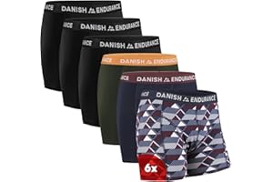 DANISH ENDURANCE Boxer Uomo Cotone Elasticizzato Premium, Mutande Intimo Traspirante, con o Senza Apertura Frontale, 6 Paia