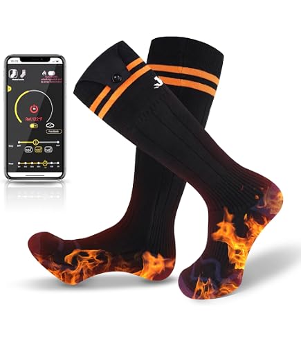 Chaussettes Chauffantes Rechargeables - 6000mAh, 3 Températures (38°C à 60°C) - Lavables - Pour Ski, Camping, Chasse - Taille 39-44