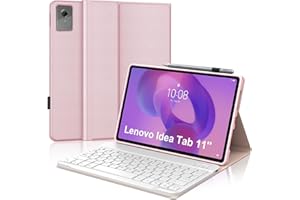 WAVATA Funda Teclado para Lenovo Idea Tab 11'' 2025, Tecla Español Ñ para Idea Tablet 11'' 2025, Teclado Bluetooth Desmontable- Rosa