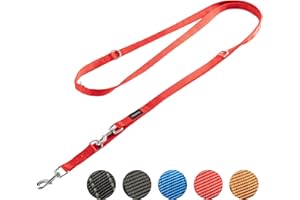 Vitazoo Smycz Dla Psa Do Szkolenia - 3 m - Nylonowa Grafitowa Podwójna Smycz Dla Małych Średnich i Dużych Psów - Regulowana Smycz Do 4 Różnych Długości - Czerwona