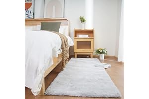 ‎GHOUSE Ghouse Kurzflor Wohnzimmer Teppich Schlafzimmer Matte Moderner Home Flauschig Weich Teppiche für Kinderzimmer Anti-Rutsch Unterseite Waschbarer Teppich 60x180 cm Grau