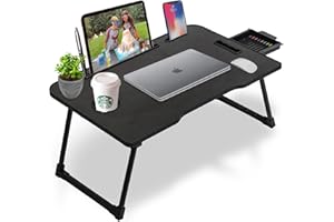 Callas Multi-Purpose Laptop Table with | Cup Holder | Drawer | Mac Holder | Study Table/Bed Table/Breakfast Table/Foldable an