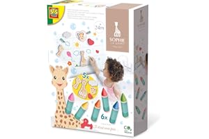 SES Creative | Sophie la Girafe Crayons de Bain Bébé | 6 Craies de Bain Lavables + 5 Figurines Mousse | Jeu de Bain Créatif | Dessin dans Le Bain sans Taches | Activité Ludique et Éducative Dès 2 Ans