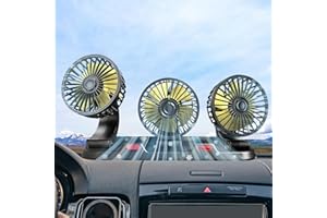 Crethink 12v Car Cooling Three-Head Fan, 360° Rotation, 2-Speed Adjustable,130CM Cord Length, Portable Car Cooling Fan For Suv, Rv, Vehicle, Boat, Golf